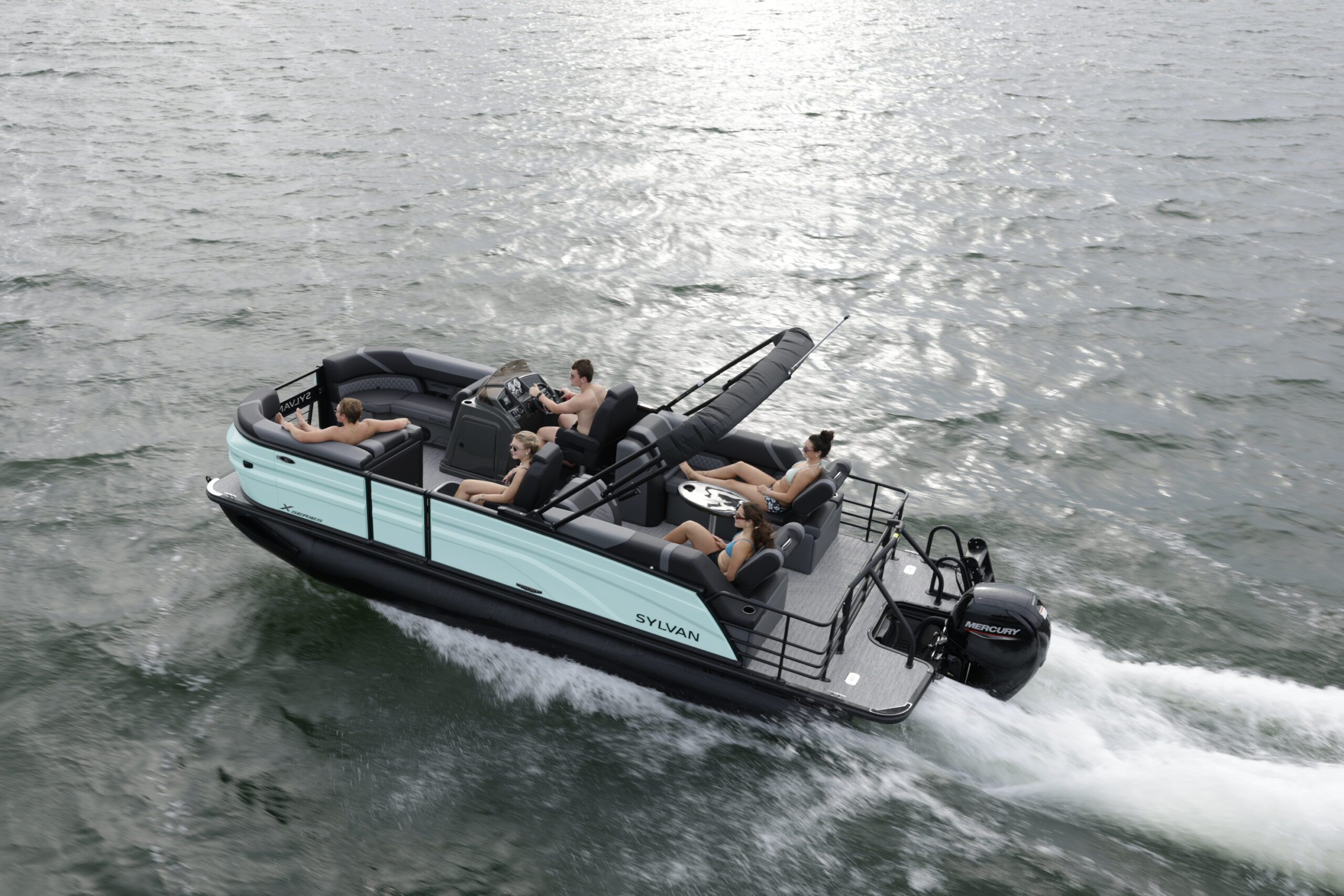 Sylvan pontoon carrying passengers on a lake